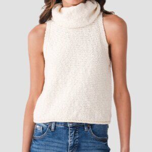 By Together Large Cream Textured Mock Neck Sleeveless Top New